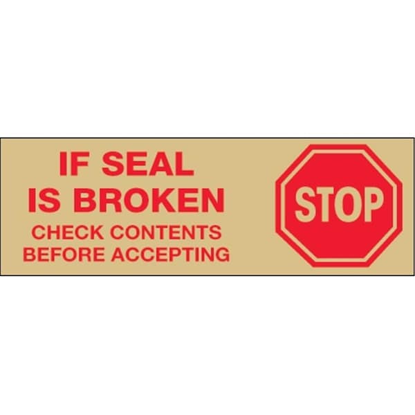 Perfectpitch 3 in. x 110 yards - Stop If Seal is Broken Pre-Printed Carton Sealing Tape - Red & Tan, 24PK PE3348823 - main